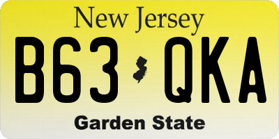 NJ license plate B63QKA