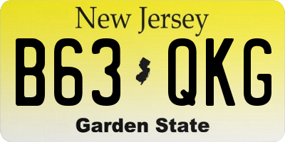 NJ license plate B63QKG