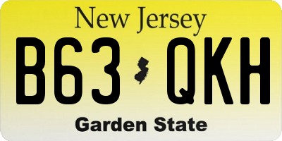 NJ license plate B63QKH