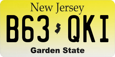 NJ license plate B63QKI