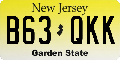NJ license plate B63QKK