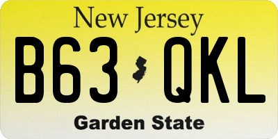 NJ license plate B63QKL