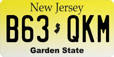 NJ license plate B63QKM