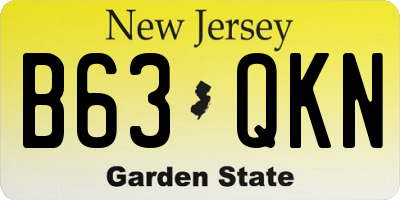 NJ license plate B63QKN