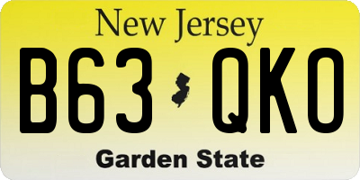 NJ license plate B63QKO