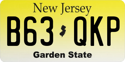 NJ license plate B63QKP