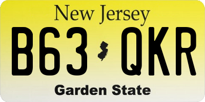 NJ license plate B63QKR
