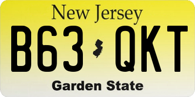 NJ license plate B63QKT