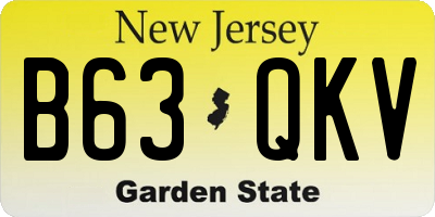 NJ license plate B63QKV