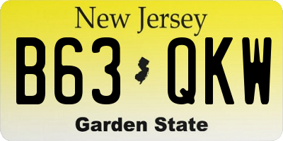 NJ license plate B63QKW