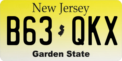 NJ license plate B63QKX