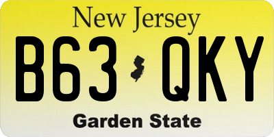 NJ license plate B63QKY