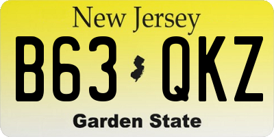 NJ license plate B63QKZ