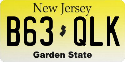 NJ license plate B63QLK