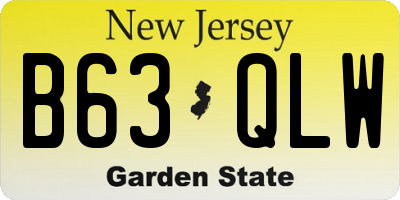 NJ license plate B63QLW