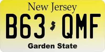 NJ license plate B63QMF