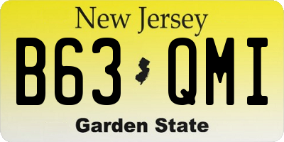 NJ license plate B63QMI