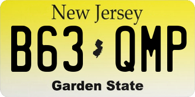 NJ license plate B63QMP