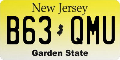 NJ license plate B63QMU