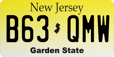 NJ license plate B63QMW
