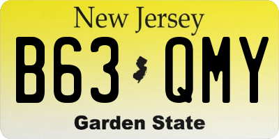 NJ license plate B63QMY