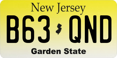 NJ license plate B63QND