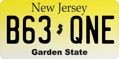 NJ license plate B63QNE