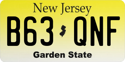 NJ license plate B63QNF