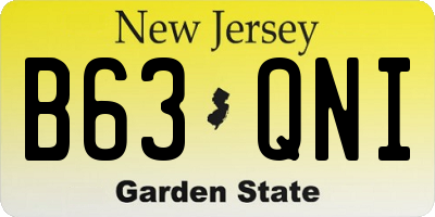 NJ license plate B63QNI