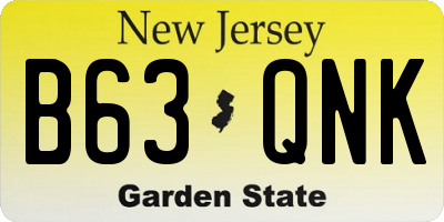 NJ license plate B63QNK