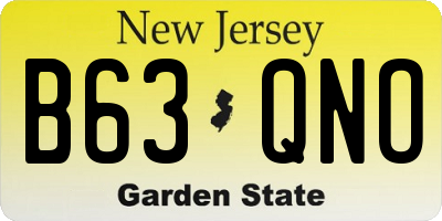 NJ license plate B63QNO