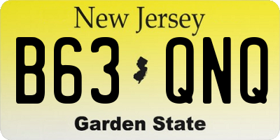 NJ license plate B63QNQ