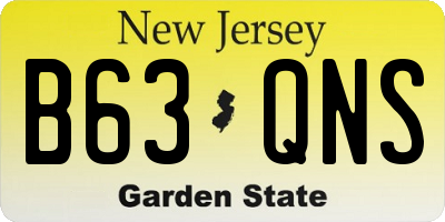 NJ license plate B63QNS