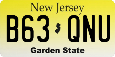 NJ license plate B63QNU