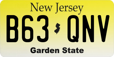 NJ license plate B63QNV