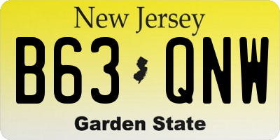 NJ license plate B63QNW