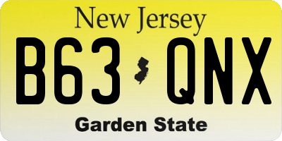 NJ license plate B63QNX