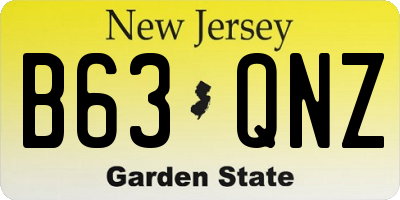 NJ license plate B63QNZ