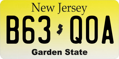 NJ license plate B63QOA