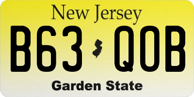 NJ license plate B63QOB