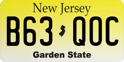 NJ license plate B63QOC