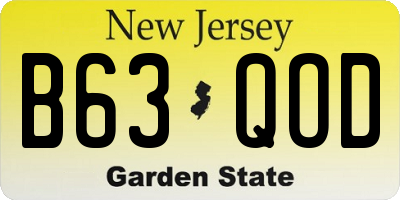 NJ license plate B63QOD