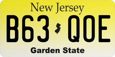 NJ license plate B63QOE