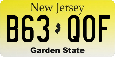 NJ license plate B63QOF