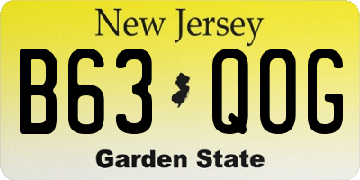 NJ license plate B63QOG