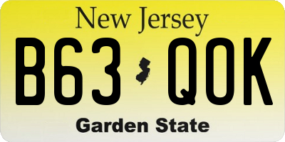 NJ license plate B63QOK