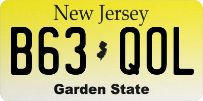 NJ license plate B63QOL