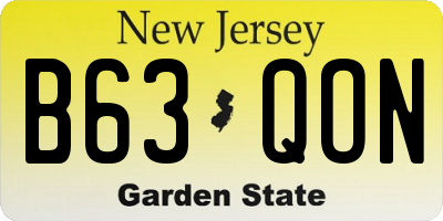 NJ license plate B63QON