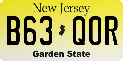 NJ license plate B63QOR