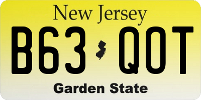 NJ license plate B63QOT